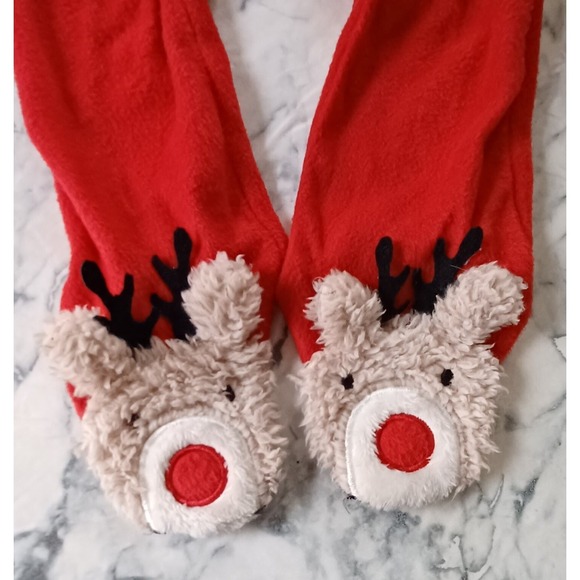 Holiday Time "OH DEER" Christmas Footed Sleeper 18M Red Reindeer Feet - Picture 3 of 8